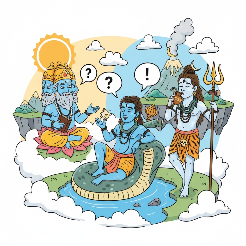 The Trimurti: Brahma, Vishnu, and Shiva